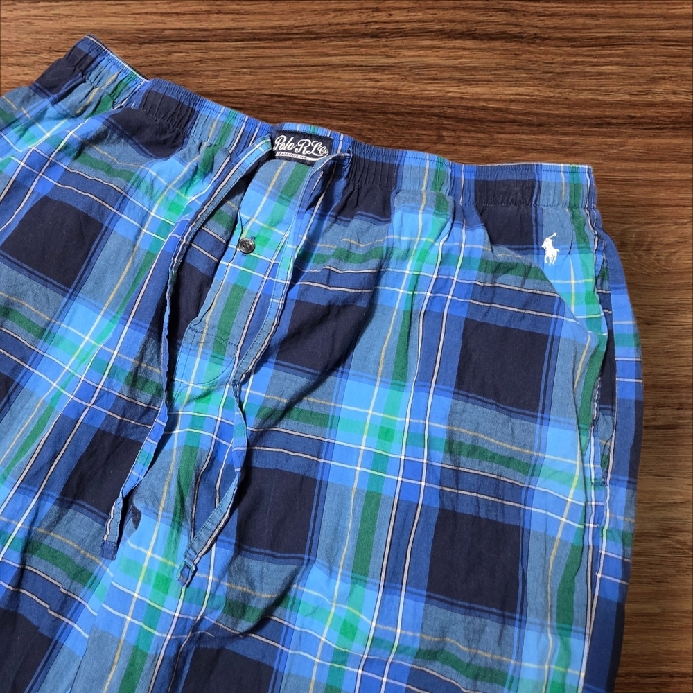 Polo Ralph Lauren Green And Blue Plaid Lounge Pants - Picture 2 of 4